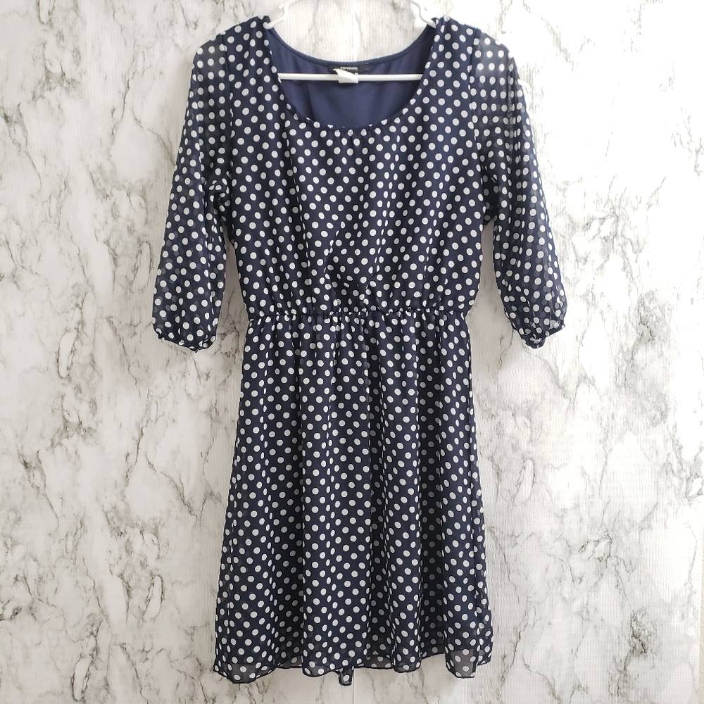 Espresso Polka Dot Blue Dress Size Small